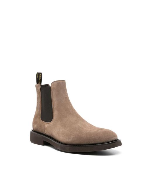 Doucal's Brown Pull-On Suede Chelsea Boots for men