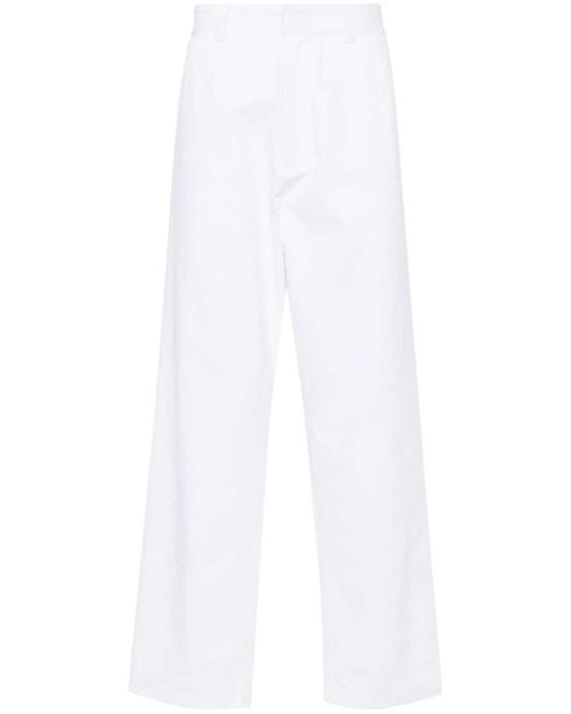 Prada White Mid-Rise Loose-Fit Trousers for men