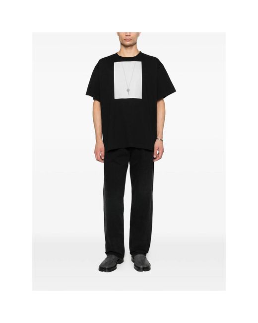 MM6 by Maison Margiela Black Graphic T-Shirt for men
