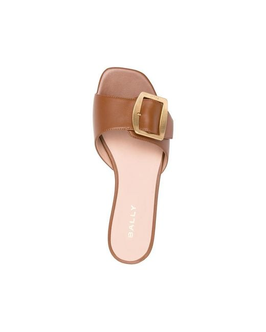Bally Natural Open Toe Shoes With Buckle Detail