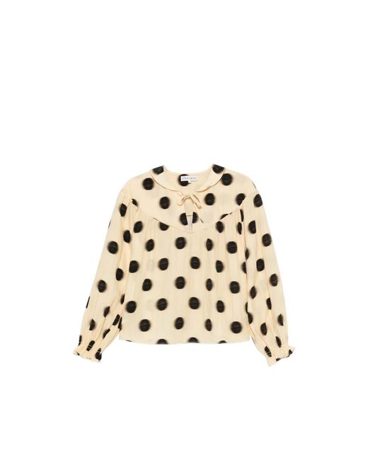 Stine Goya Natural Polka-Dot Tie-Neck Blouse