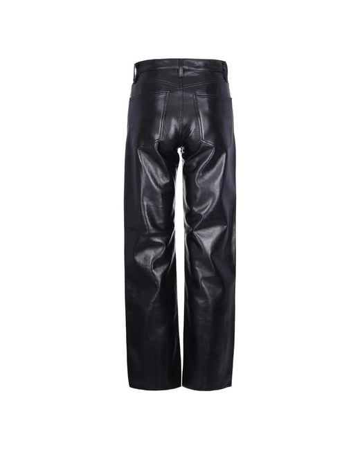 Agolde Gray Leather Trousers