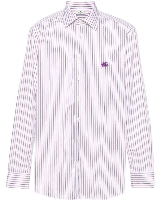 Etro White Striped Cotton Shirt for men