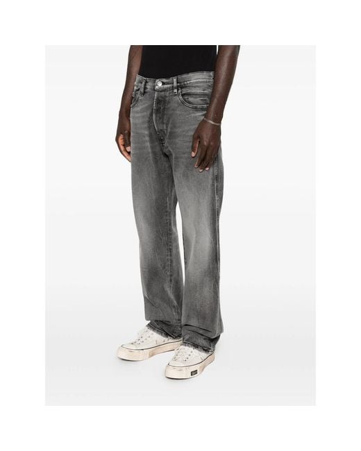 0123456789 Gray Logo-Patch Jeans for men