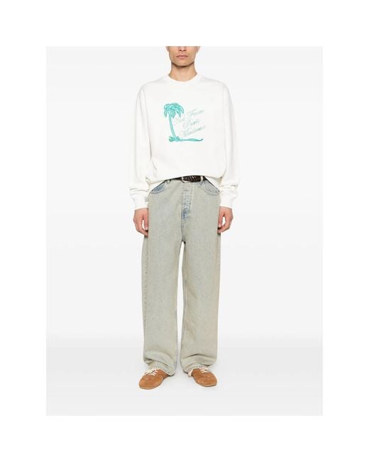 Drole de Monsieur White Slogan Palmiers Sweatshirt for men