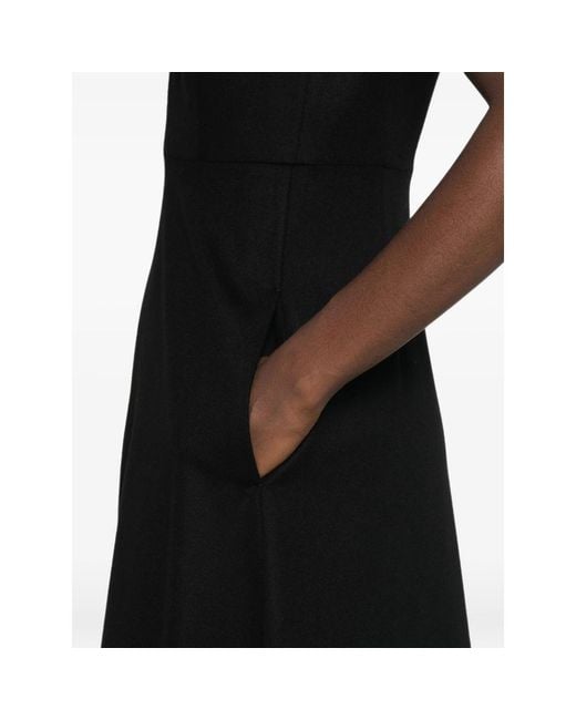 Max Mara Black V-Neck Sleeveless Midi Dress