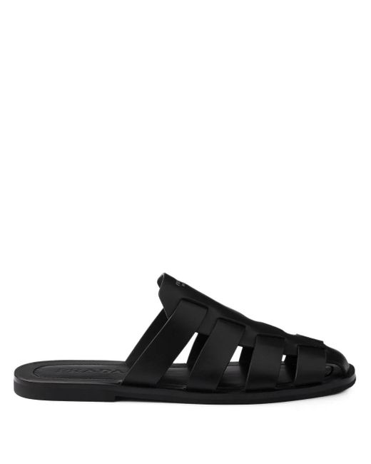 Prada Black Leather Fisherman Mules for men