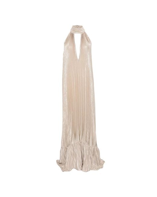 L'idée Natural Pleated Ruffled Dress