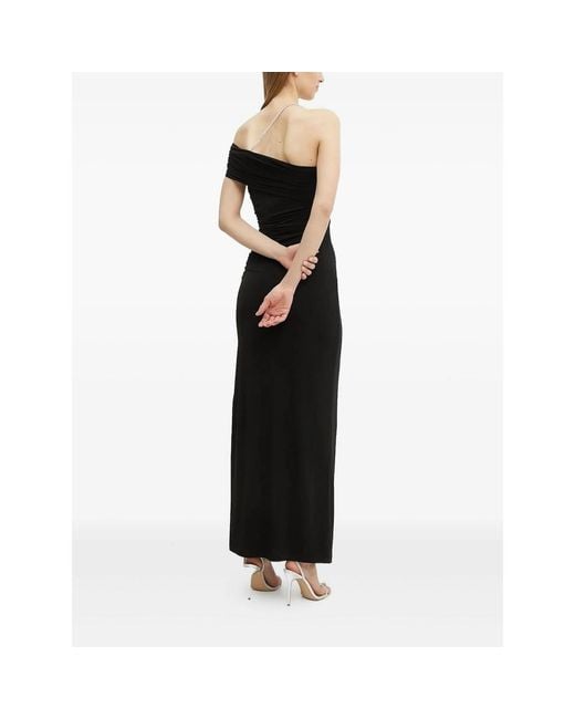 Hervé Léger Black Olivia Crystal-Embellished One-Shoulder Maxi Dress