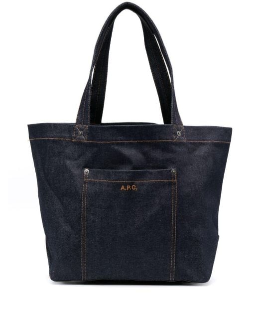 A.P.C. Blue Thais Denim Tote Bag for men