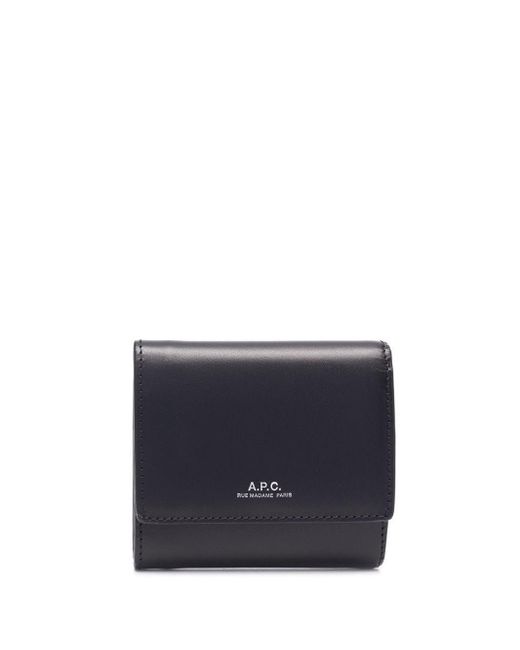 A.P.C. Blue Logo-detail Leather Wallet for men