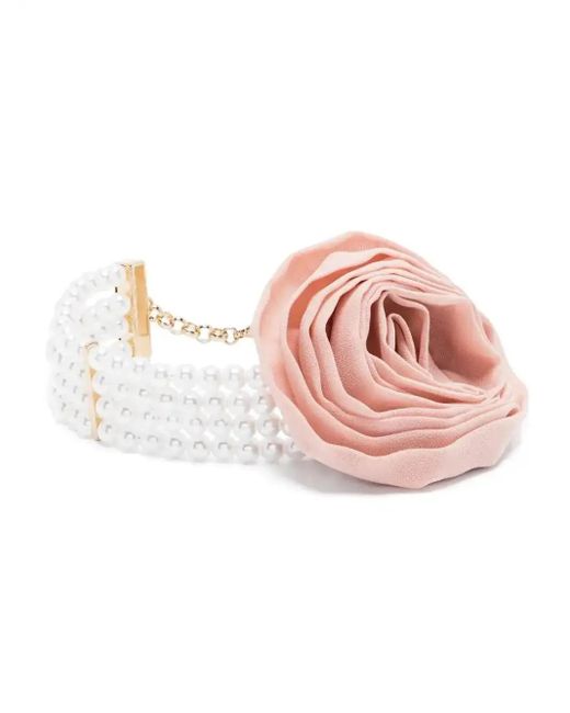 Blumarine Pink Floral-Appliqué Chocker