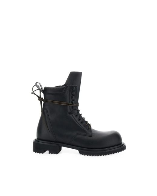 Rick Owens Black Gabe Lace-Up Leather Boots for men