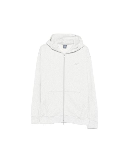 New Balance White Hooded Zip Hoodie for men