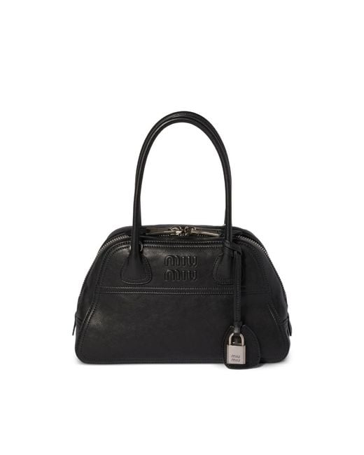 Miu Miu Black Vivant Nappa-Leather Bag