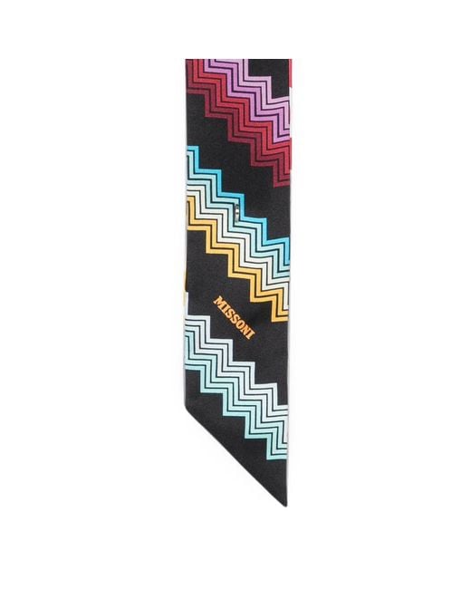 Missoni Multicolor Zigzag-Print Skinny Scarf