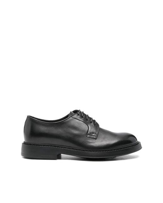 Doucal's Black Leather Derby Shoes for men
