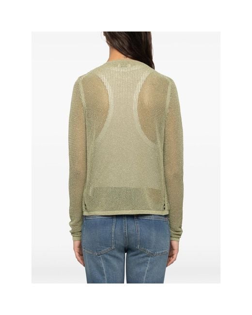 Zadig & Voltaire Green Saya Open-Knit Cardigan
