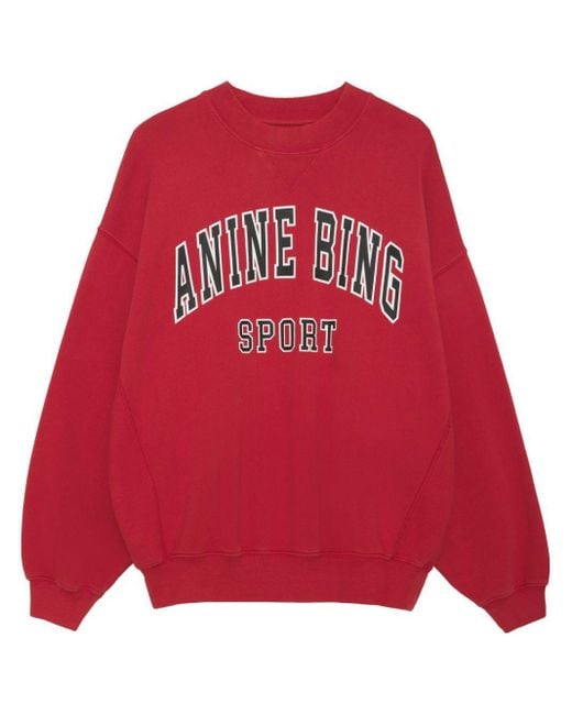 Anine Bing Red Jaci Organic-Cotton Sweatshirt