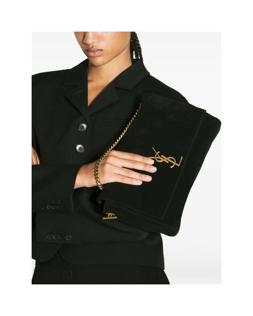 Saint Laurent Black Medium Kate Logo-Plaque Shoulder Bag