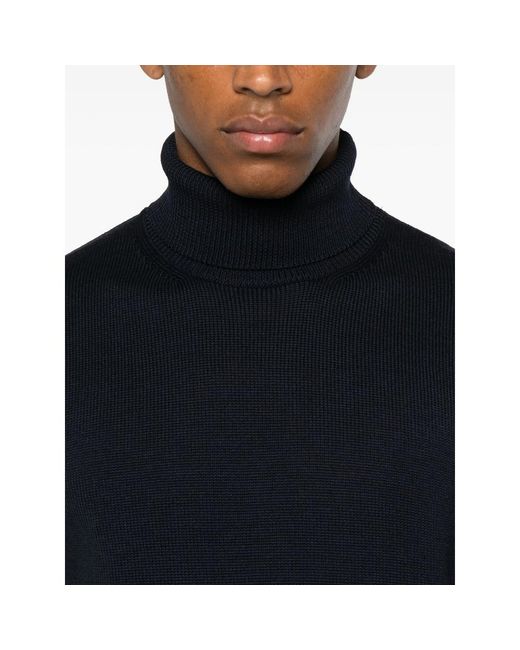 Roberto Collina Black Turtleneck Merino Wool Sweater for men