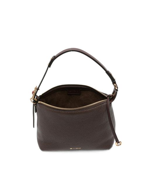 Etro Black Grainy Leather Shoulder Bag