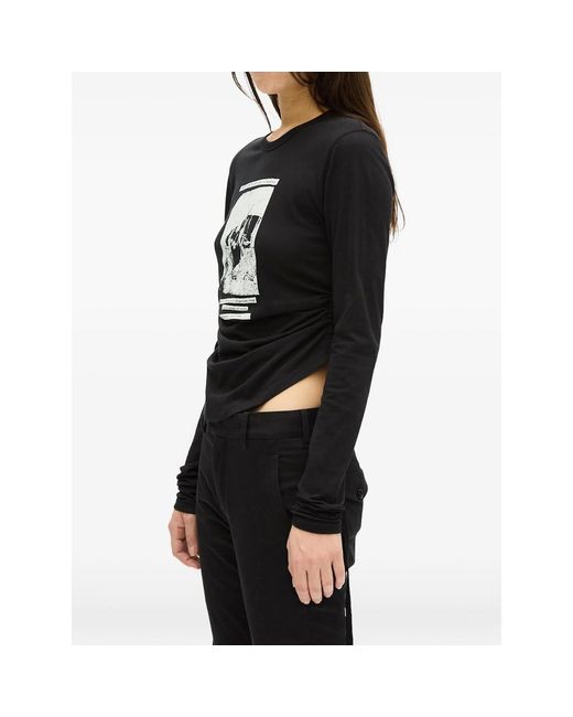Ann Demeulemeester Black Dot Ruched T-Shirt