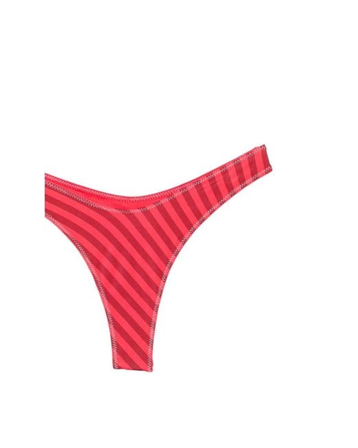 Frankie's Bikinis Red X Jennie Full Moon Striped Satin Bikini Bottoms