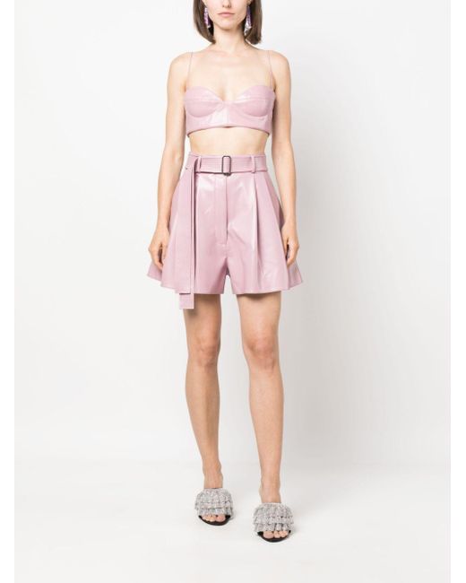 Alex Perry Pink High-Waisted Belted Shorts