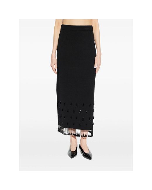 By Malene Birger Black Estilla Beaded Fringe Maxi Skirt