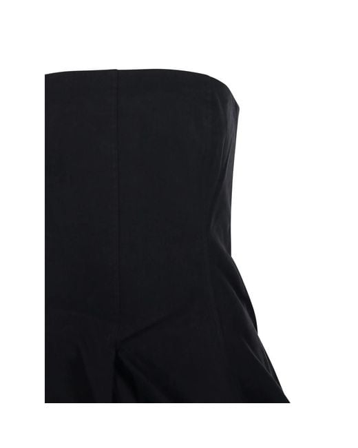 LAMRONS Black Strapless Bubble-Hem Top