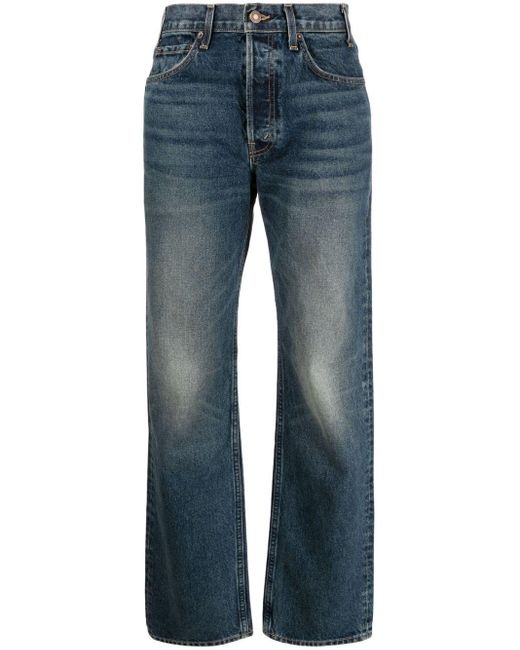 Nili Lotan Blue Washed Straight-Leg Jeans