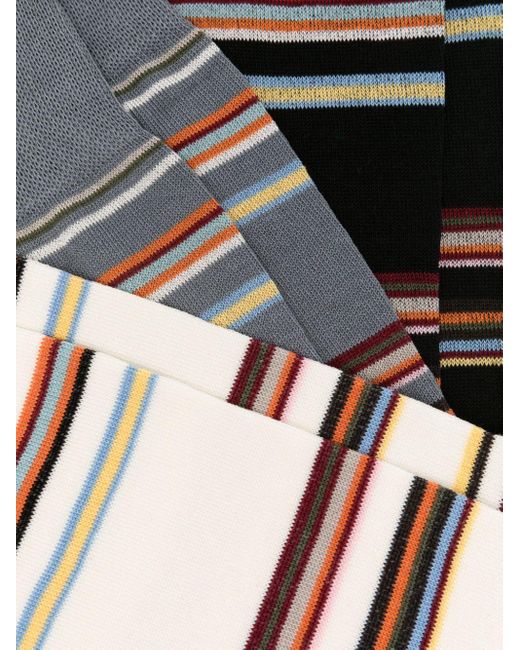 Paul Smith White Striped Mid-Calf Socks (Pack Of Three) for men