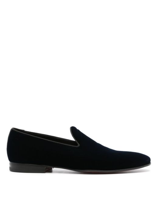 Tagliatore Black Slip-On Velvet Loafers for men
