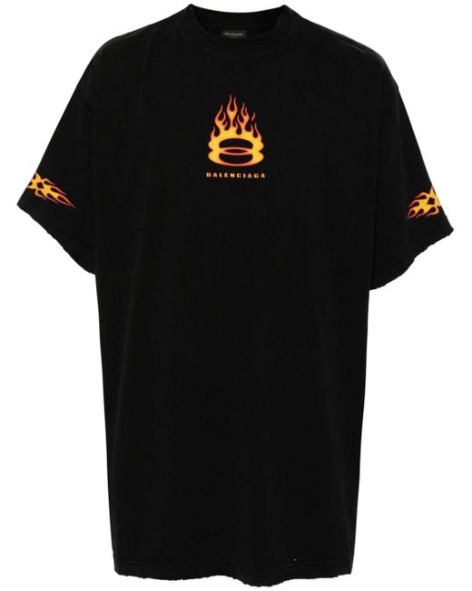 Balenciaga Black Logo-Print Cotton T-Shirt