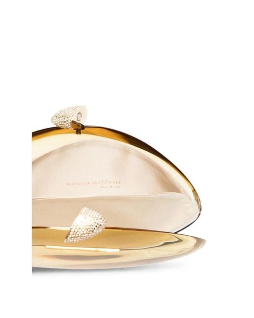 Benedetta Bruzziches Metallic Ariel Crystal-Embellished Clutch Bag