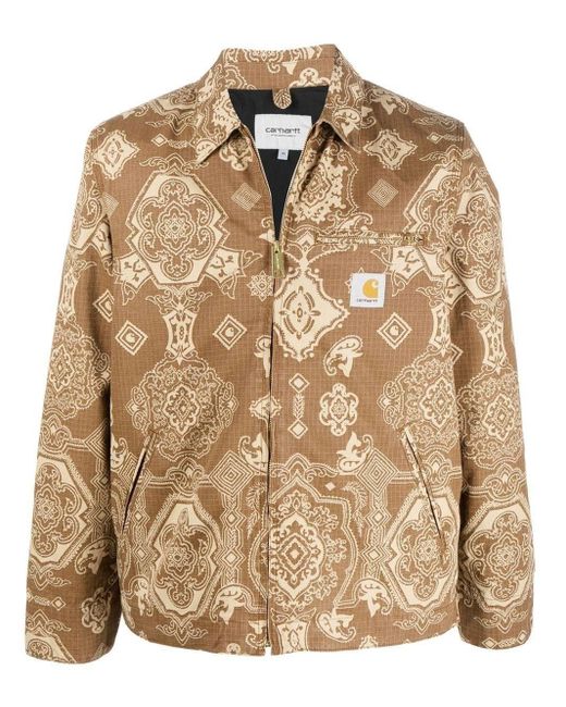 Carhartt WIP Cotton Detroit Bandana-print Shirt Jacket in Brown for Men ...