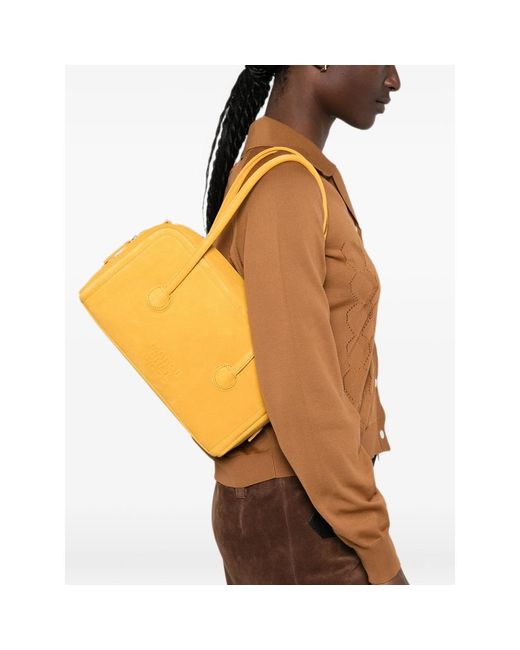 MARGE SHERWOOD Yellow Logo-Debossed Leather Tote Bag