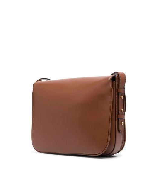 Soeur Brown Leather Shoulder Bag