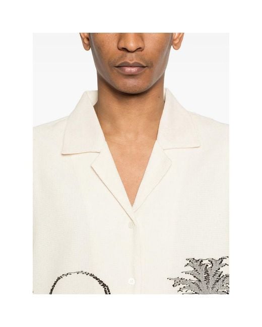 Maison Labiche White Tree-Embroidered Shirt for men