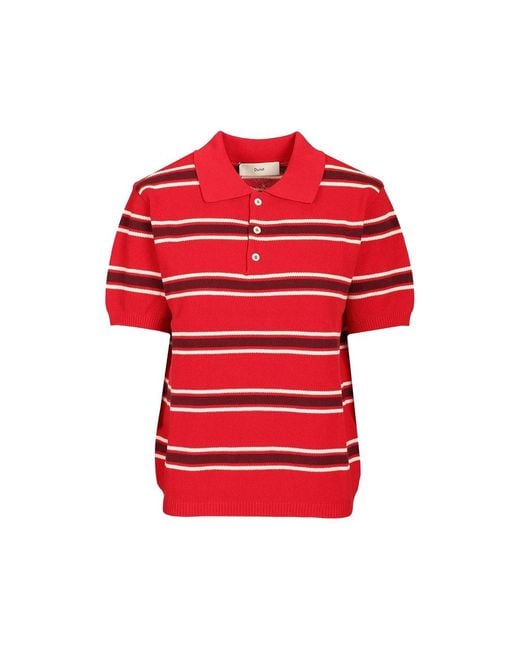 DUNST Red Striped Polo Shirt