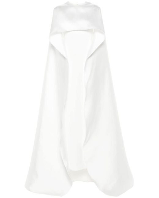 Solace London White Cape-Layer Maxi Dress