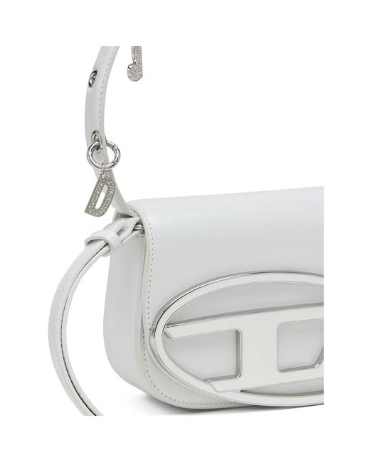 DIESEL White Shoulder Bag Calf Leather