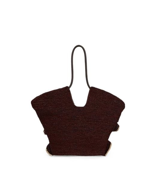 Zimmermann Brown Ruffle-Trimmed Woven Tote Bag