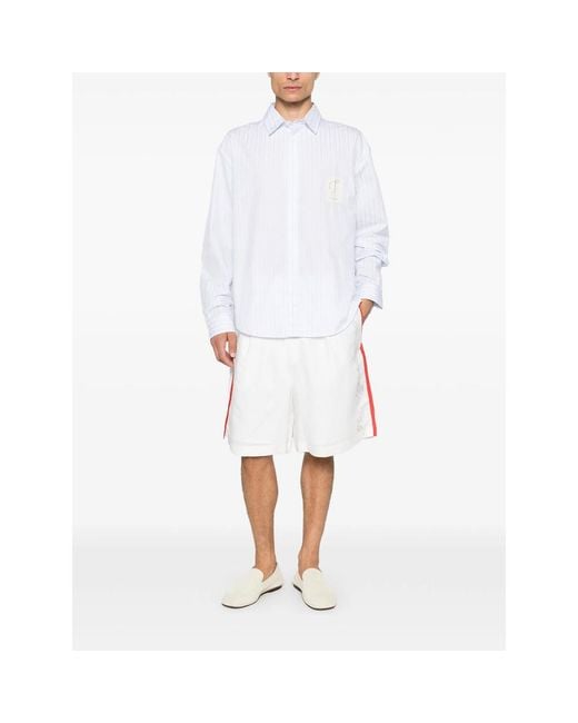 Jacquemus White Logo-Patch Striped Shirt for men
