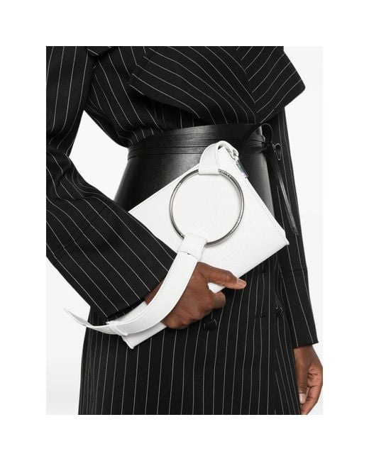 Dondup White Ring-Detail Pebbled Tote Bag