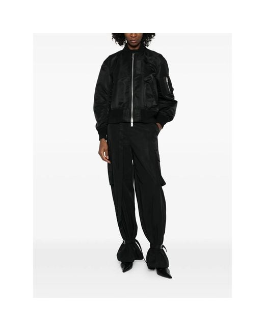Sacai Black Pleat-Detail Bomber Jacket