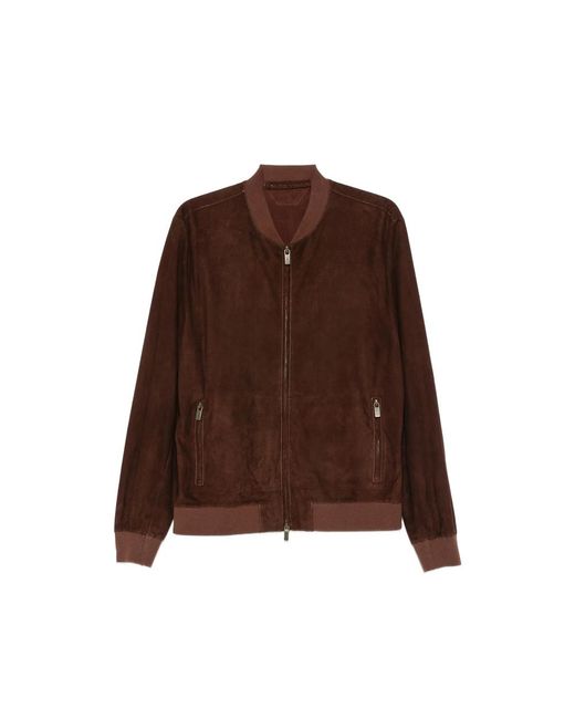 SANTORO Brown Suede Bomber Jacket for men