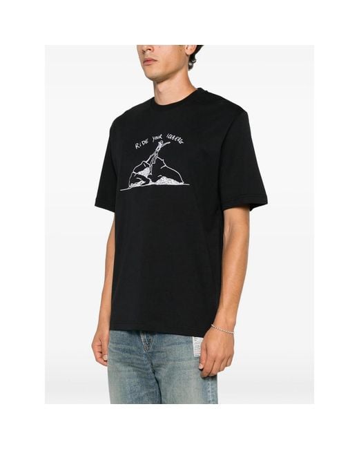 Iceberg Black Short-Sleeve Embroidered T-Shirt for men