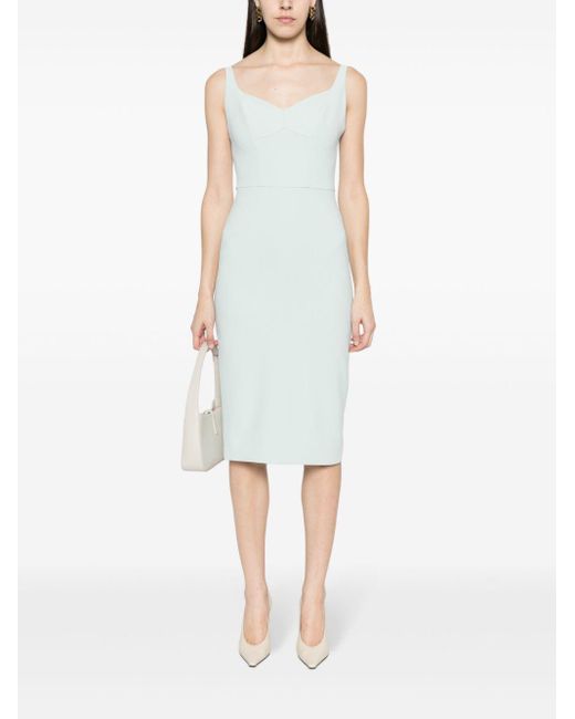 Elisabetta Franchi White Crepe-Texture Midi Dress
